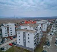 A view of residential buildings on Slavomírova Street in Slovenský Grob, 2-room apartments.