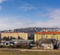 Bratislava - Nové Mesto, Budyšínska, view of residential buildings and railway track.