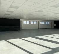 Spacious commercial spaces with concrete flooring and railings, illuminated by windows.
