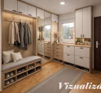 A wardrobe in a family house with storage space and a wooden decor floor.