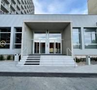 The exterior of the building on Kysucká Street in Košice, Západ district, with a staircase in front.