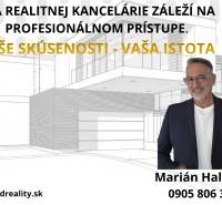 HD Reality real estate agency advertisement with contact information for Marián Halabuk.