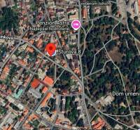 Map of the area in Piešťany on Štúrova Street. Display of the surroundings of family houses.