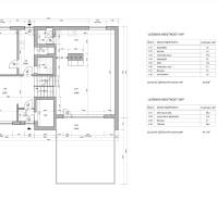 Floor plan of a family house with room labels and floor dimensions.