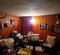 Rustic room with hanging trophies and a wooden decor floor in a family house.