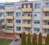 Apartment building on Školská Street in Kolárovo with multiple balconies and an entrance portal.