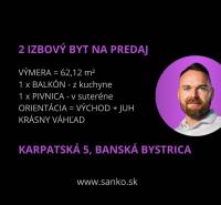 Offer of a 2-room apartment on Karpatská in Banská Bystrica with a beautiful view.