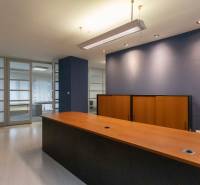 Office room with a reception and a glass partition wall in a 4-room apartment.