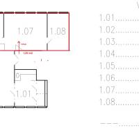 The layout of offices with measurements shows a space with multiple separate rooms.