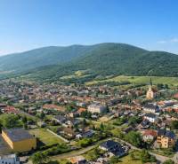 Aerial view of Horné Orešany, visible architecture and surrounding landscape. Plots - housing.
