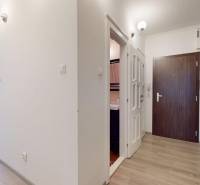 Interior of a 2-room apartment with a wooden decor floor and light walls.