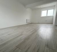 A spacious room in a 2-room apartment with a wooden decor floor and a light interior.