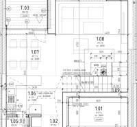 Floor plan of a family house showing the layout and arrangement of individual rooms.