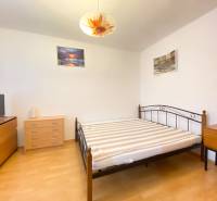 Bedroom in a 2-room apartment with furniture and flooring featuring a wood design.