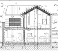 Architectural plan of a residential house, showing construction details for plots - housing.