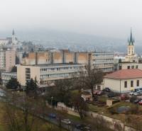 View from a 2-room apartment in Nitra with a panorama of the city and the church.