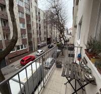 The balcony of a 2-room apartment on Panenská Street in Bratislava - Old Town, view of the street.