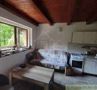 Living room with a sofa, kitchenette, and wooden decor flooring in a family house.