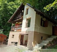 A family house in Mojtín surrounded by forest, with a terrace and a wooden garden house.
