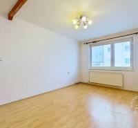 A room with a wooden decor floor and a ceiling light in a 3-room apartment.