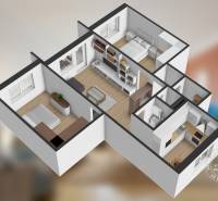 3-room apartment with wood-patterned flooring and spacious interior.