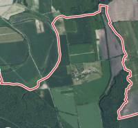 Aerial view of agricultural and forest land in Vysoká pri Morave.