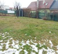 The garden at the family house on Cintorínska Street in Divín, covered with grass and snow.