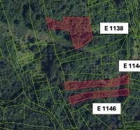 Map display of agricultural and forest lands in Malachovo with marked parcels.