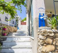 Stairs and greenery leading to a recreational apartment in Čiovo, surrounded by plants.