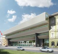 A building with modern architecture on Rázusovo Embankment in Bratislava - Old Town.