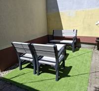 Exterior with garden furniture on Studená Street in the Ružinov district of Bratislava.