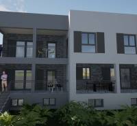 The recreational apartment in Čiovo offers balconies with views and a modern exterior design.