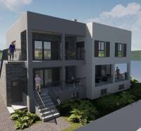 A recreational apartment on Čiovo with a view of the water and greenery in the background.