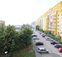 Apartment buildings and parking lot on Hany Meličkovej Street, Bratislava - Karlova Ves.