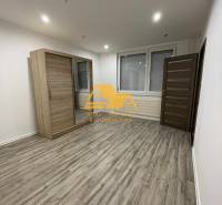 A spacious room with a sliding wardrobe and a wooden decor floor in a studio apartment.