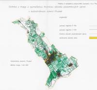 Cadastral map of the Pruské area with the boundary of land adjustments, plots - commercial.