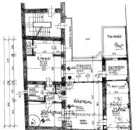 Floor plan of offices with a terrace and storage, includes rooms and bathrooms.