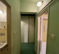 Hallway with doors and a sink in a 3-room apartment.