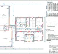 Floor plan of the planned building extension showing the layout of rooms and engineering networks.