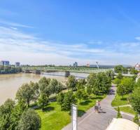 View from Pribinova Street in Bratislava - Old Town to the SNP Bridge over the Danube.