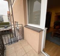 Balcony of a 2-room apartment on Dlhá Street in Stupava with ceramic tiles.
