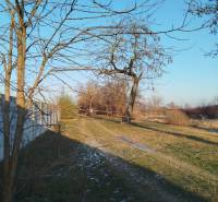 Residential plots in Galanta on Hodská Street, snowy landscape with trees.