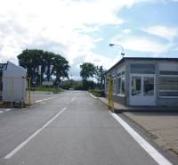 Entrance on Strojnícka Street in Prešov, leading to warehouses and halls.