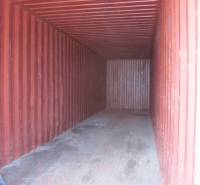 The interior of an empty storage container with a wooden decor floor in Warehouses and halls.
