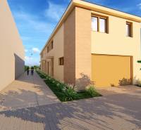 Visualization of Litoměřická Street in Topoľčianky with a row of houses.