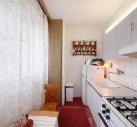 Cozy kitchen with a gas stove and rustic decor in a studio apartment.