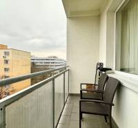 The balcony of a 2-room apartment in Bratislava - Ružinov on Ostredková, with a view of the surrounding buildings.
