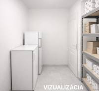 Storage space with a freezer and shelves in Gastro premises.