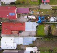 Aerial view of a family house on Bobot Street in the town of Bobot with a red roof.