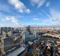 Panorama of Bratislava, view of the Old Town from Súkennícka Street, with buildings under construction.